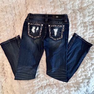 Premium MISS ME Boot Cut Jeans,  Beads & Gems Galore.